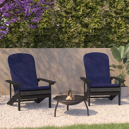 Flash Furniture SLT Gray Adirondack Chairs with Blue Cushions, 2PK 2-JJ-C14501-CSNBL-SLT-GG